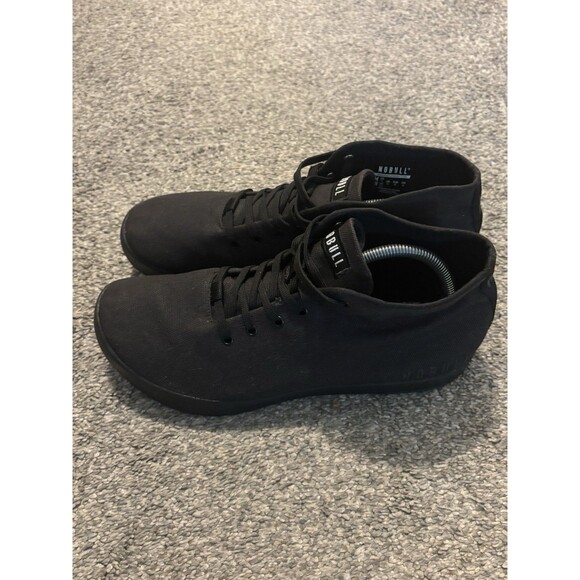 Nobull Mens 11 Womens 12.5 Mid Top Trainers Unisex Black Lace Up Sneakers main image 5